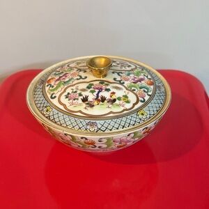 Floral Patterned Ceramic Bowl with Lid